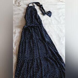 Navy with White Polka Dots Maxi Dress